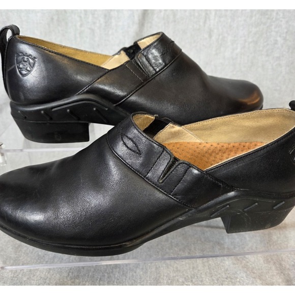 Ariat Paddock Sport Clogs Women's 8.5 Black Leather Bootie Slip On Shoes Western - Picture 1 of 11